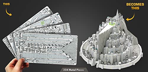 Fascinations Metal Earth Premium Series Lord of The Rings Minas Tirith 3D Metal Model Kit Bundle with Tweezers