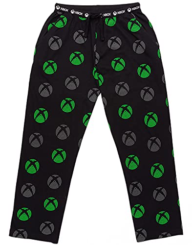 Xbox Lounge Pants For Men | Adults Green Black Drawstring Pockets Pyjamas Trousers | Game Console Pjs Merchandise Gifts XXL