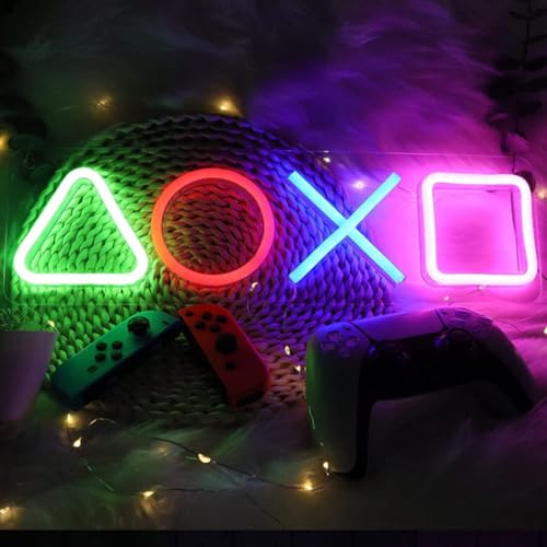 Gaming Neon Signs - Gamer Button Icons Neon Light Acrylic USB Powered LED Neon Light for Wall Decorations Gaming Gifts (Gaming Button)