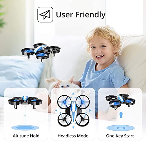 Holy Stone HS210 Mini Drone for Kids and Beginners RC Nano Quadcopter Indoor Small Helicopter Plane with Auto Hovering, 3D Flip, Headless Mode and 3 Batteries, Great Gift Toy for Boys and Girls, Blue