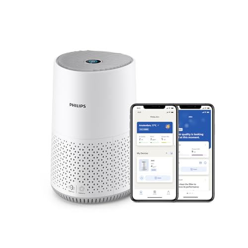 Philips Air Purifier 600 Series, Energy Efficient with Smart Sensor, For allergy sufferers, HEPA filter removes 99.97% of pollutants, Covers up to 44m2, App control, White (AC0651/10)