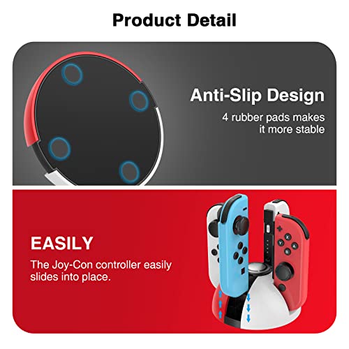 HEIYING Switch Joy-Con Charging Dock for Nintendo Switch/Switch OLED Joy-Con Controller, Switch Controller Charger Stand Station,Switch Joy-Con Charging Stand with LED Indicator.