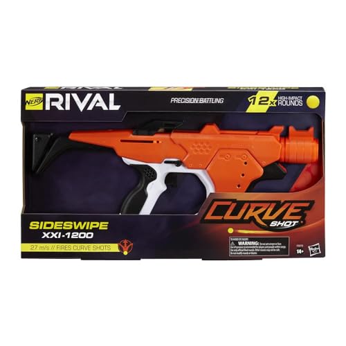 Nerf Rival Curve Shot Sideswipe XXI-1200 Blaster – Fire Curve Shots Left, Right or Downward, or Fire Straight Shots, multi colour