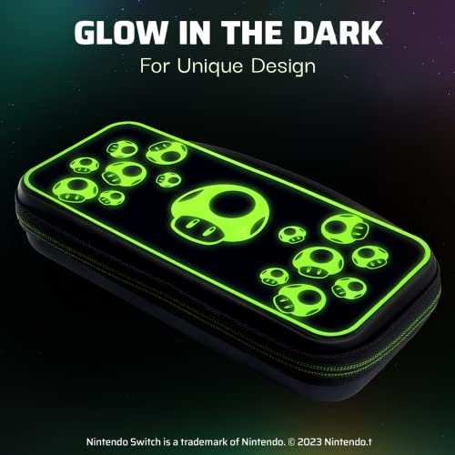 PDP Gaming Officially Licensed Switch Console Case - 1-UP Glow-in-the-dark - Works with Switch OLED & Lite