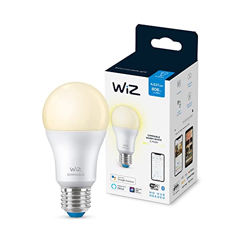 WiZ Dimmable [E27 Edison Screw] Smart Connected WiFi Light Bulb. 60W Warm White Light, App Control for Home Indoor Lighting, Livingroom, Bedroom.