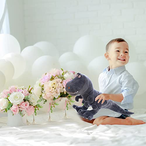 Uposao Large Dinosaur Plush Toys, 60 cm Dinosaur Plush Doll Cuddly Toy Simulation Tyrannosaurus Plush Toy Soft Stuffed Toy Cushion Animal Toy Gift for Baby, Children, Boys, Grey