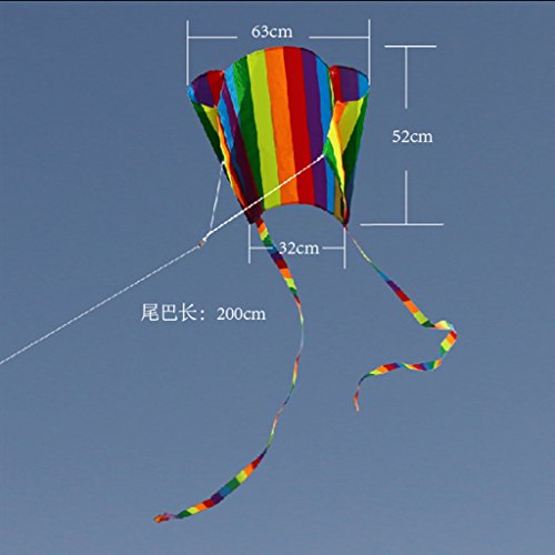 Rainbow Kite, Kids Colorful Pocket Kite Toys, Outdoor Sport Single Line Flying Kites for Children and Adult, Easy Flyer with String (Stripe)