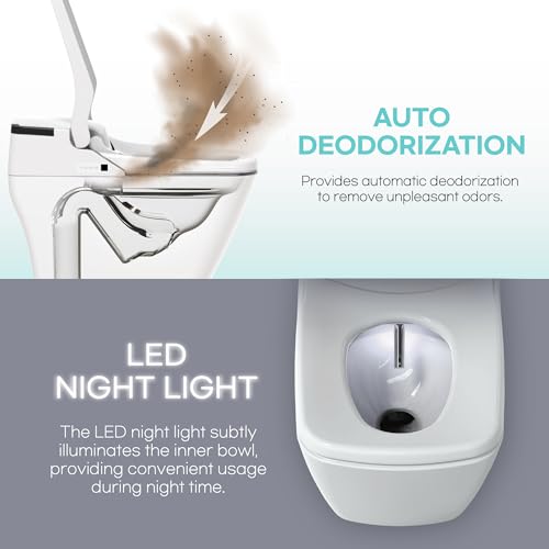 VOVO STYLEMENT TCB-090SA Smart Bidet Toilet for bathrooms, Elongated One Piece Toilet with Auto Open/Close Lid, Auto Dual Flush, Heated Seat, UV LED Made in Korea - Floor Drain