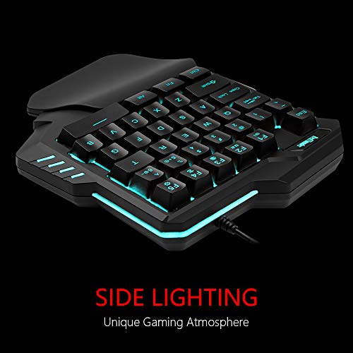 RedThunder One-Handed Gaming Keyboard RGB Backlit 35 Keys Portable Mini Gaming Keypad - Ergonomic Game Controller for PUBG LOL WOW DOTA2 - Computer Desktop PC Mac Gamer