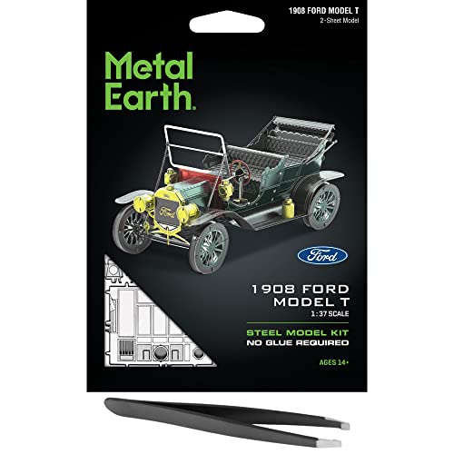 Fascinations Metal Earth 1908 Ford Model T Dark Green 3D Metal Model Kit Bundle with Tweezers