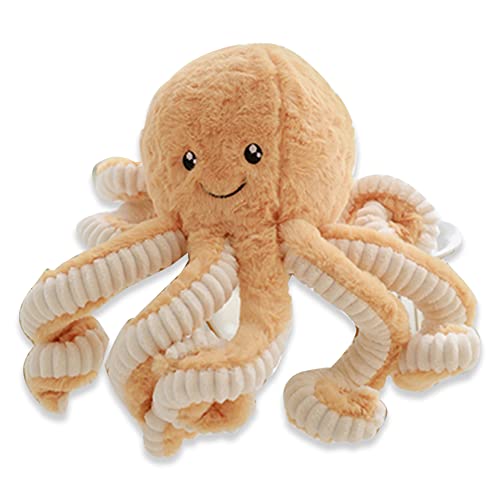 OUKEYI 15.7 Inches Plush Cute Octopus Soft Toy Stuffed Marine Animal for Home Decor Christmas Birthday Gifts(Brown)