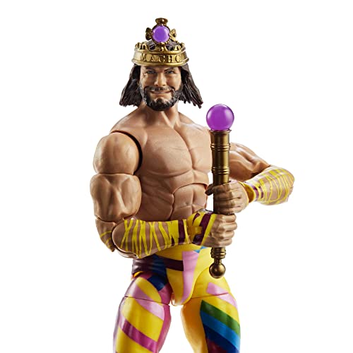 WWE Elite Action Figure WrestleMania “Macho King” Randy Savage with Accessory and “Mean” Gene Okerlund Build-A-Figure Parts, HKP10