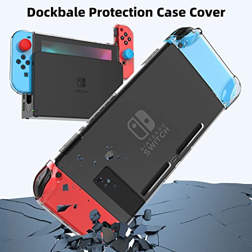 HEYSTOP Case Compatible with Nintendo Switch Carry Case Pouch with Switch Cover Case HD Switch Screen Protector Thumb Grips Caps for Nintendo Switch Console Accessories