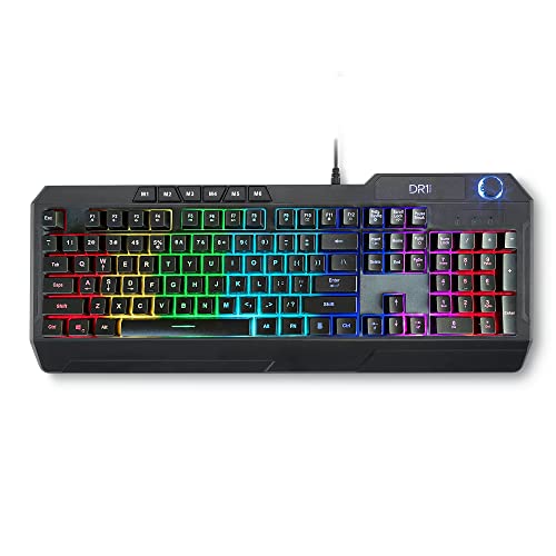 Unbekannt DR1TECH Wasp RGB Gaming Keyboard for PC/PS4 with LED Backlight - 104 Keys with 26 Keys Anti Ghosting - USB Keyboard with Cable (QWERTY International Layout)