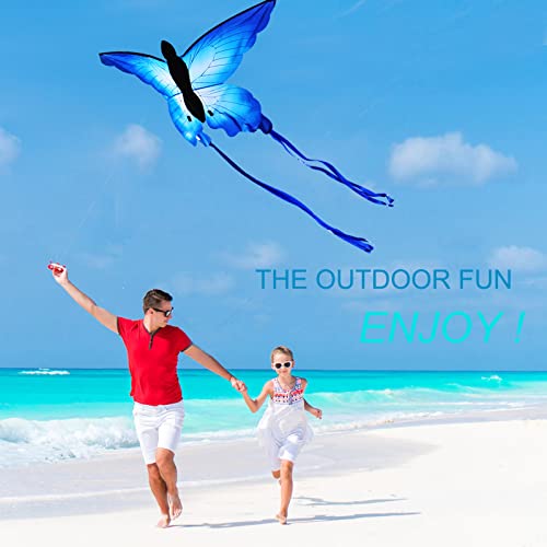 Touch the sky Huge Butterfly Kite for Kids and Audlts, 53x29ines with 59ines Tails,Easy to Assemble and Fly ,Beach and Summer Outdoor Toys