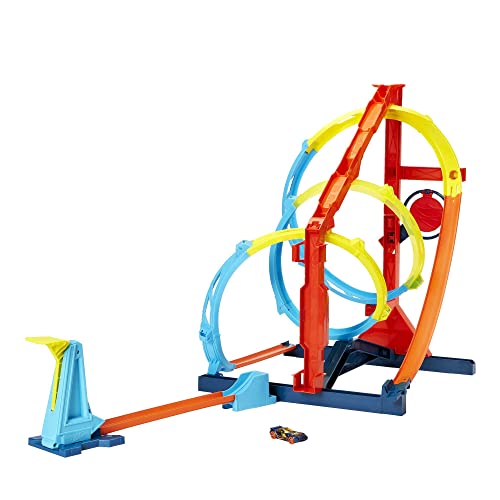 Hot Wheels Track Builder Unlimited Corkscrew Twist Kit Playset, Innovative Track Challenge, 2 Ways to Hit Target, Includes 1 Hot Wheels Car, Gift for Kids 6+, HDX79