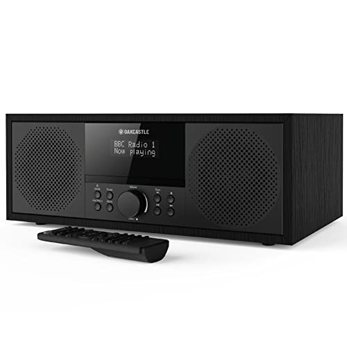 Bluetooth DAB+ Radio & CD Player | Mains Powered 60 Watt Stereo Hifi System for Home | Inbuilt Speakers, LED Display | Dual Alarm, 20 Presets & FM | USB, MP3, AUX | Remote Control | OAKCASTLE DAB500