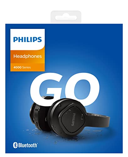 PHILIPS A4216BK/00 On-Ear Sports Headphones Wireless (35 Hours Play Time, IP55 Dust/Water Protection, Cooling and Washable Ear-Cups), Black