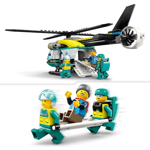 LEGO City Emergency Rescue Helicopter Toy for 6 Plus Year Old Boys & Girls, Vehicle Building Set with Winch, Spinnable Rotors and 3 Minifigures for Imaginative Play, Fun Birthday Gift for Kids 60405