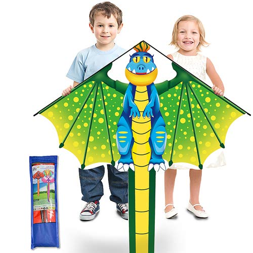 YongnKids Huge Kites for Children with Long Tail, Kites for Children and Adults Beach Camp Trip Outdoor Activties Games, Kids Kite Easy to Fly, Bag Easy to Carry & Assemble(Dinosaurs)