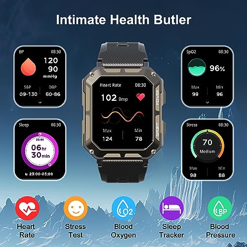 Blackview Smart Watch for Men (Bluetooth Call/Voice Assistant), 1.83" Fitness Watch with Heart Rate/SpO2/Blood Pressure/Sleep Monitor, 123 Sport Mode,IP68 Waterproof Activity Tracker for iOS Android