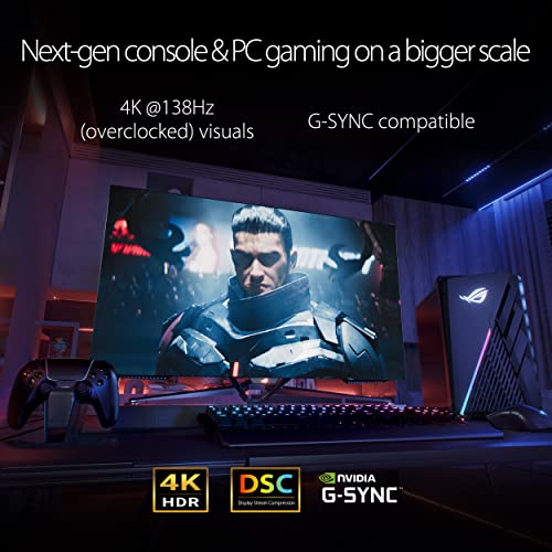 ASUS ROG Swift OLED PG42UQ gaming monitor â€“ 41.5-inch 4K (3840 x 2160), OLED, 138 Hz (OC), 0.1 ms (GTG), G-SYNC® compatible, anti-glare, 98% DCI-P3, true 10-bit, HDMI® 2.1, DisplayPortâ„¢ 1.4