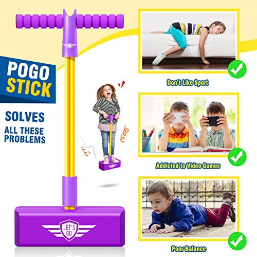 Toyzey Toys for 3 4 5 6 7 8 9 10 11 12 yr Old Girls boys, Pogo Sticks for Girls boys Outdoor Garden Games for 3-10 yr Olds Kids Toys Age 3-12 Children for 3-12 yr Old Girls boys Sensory Toys Purple