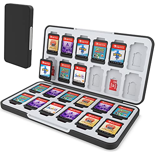 HEIYING Switch Game Card Case for Nintendo Switch&Switch OLED&Switch Lite,Custom Pattern Switch Game Card Storage with 24 Game Card Slots and 24 Micro SD Card Slots. (Black)