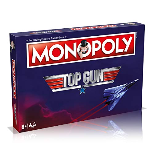 Winning Moves Top Gun Monopoly Board Game, Choose your favourite custom token and advance to Cougar, Hollywood, Goose and Iceman, look cool as Maverick in aviators, great gift for ages 8 plus