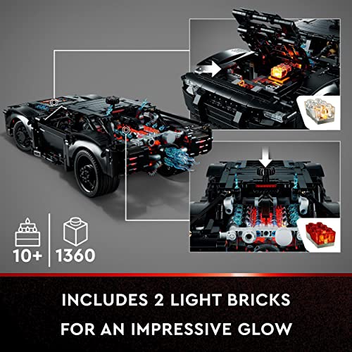 LEGO 42127 Technic THE BATMAN – BATMOBILE Model Car Building Toy, Movie Set, Superhero Gifts for Kids, Boys, Girls and Teen Fans with Light Bricks