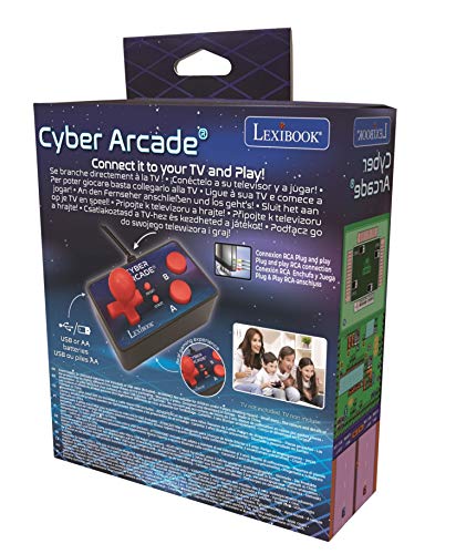 Lexibook TV Game Console Cyber Arcade, 200 games, Plug N' Play controller, sport, action, joystick, black/blue - JG6500