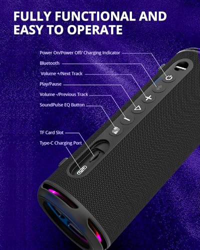 Tronsmart T7 Lite Portable Bluetooth Speaker, Wireless Outdoor Speaker with LED Light, App Control, Custom EQ, IPX7 Waterproof, Micro SD/TF Card, True Wireless Stereo for Beach, Boat, Pool, Bike, Gift