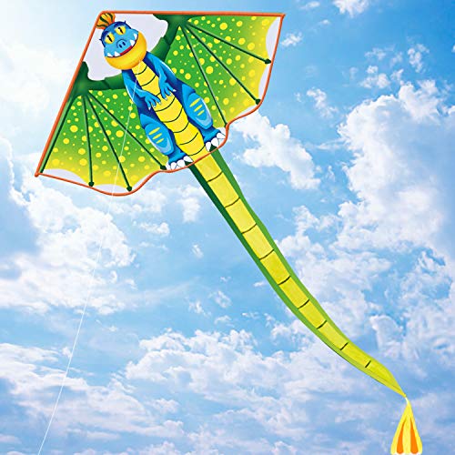 YongnKids Huge Kites for Children with Long Tail, Kites for Children and Adults Beach Camp Trip Outdoor Activties Games, Kids Kite Easy to Fly, Bag Easy to Carry & Assemble(Dinosaurs)