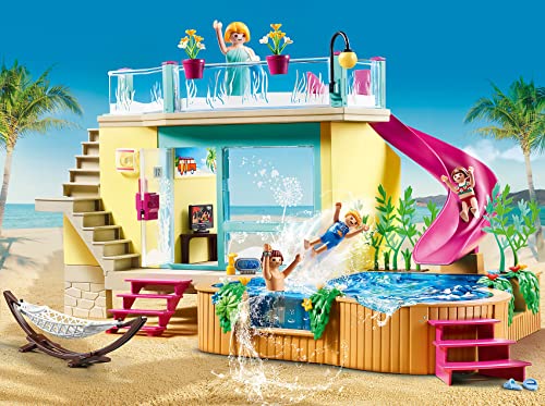 Playmobil 70435 Family Fun Beach Hotel Bungalow with Pool, for Children Ages 4+, Fun Imaginative Role-Play, PlaySets Suitable for Children Ages 4+