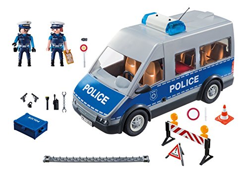PlayMOBIL 9236 City Action Policemen with Van with Flashing Lights & Sound, Fun Imaginative Role-Play, PlaySets Suitable for Children Ages 4+