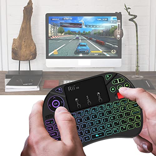 Mini Wireless Multi-media Keyboard Touch Pad Mouse Combo With Scroll Button/Handheld Remote/LED Backlit/Rechargeable For PC/Laptop/Smart TV/Raspberry Pi/KODI//Android TV Box/HTPC/Windows