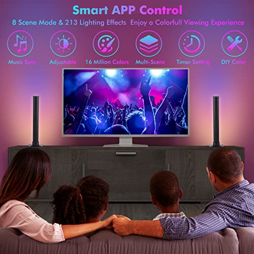 2PCS Smart LED Light Bars,Bluetooth Smart Ambient Lighting TV with 16 Million Colors,RGB Gaming Light with APP Remote Control,Sync to Music Rainbow RGB Light Bars for TV,PC,Party,Car,Movies,Room