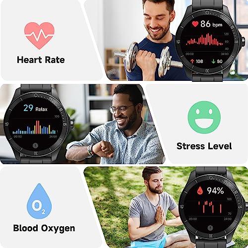 TOOBUR Smart Watch for Men Alexa Built-in, 44mm Fitness Tracker with Answer/Make Calls, IP68 Waterproof/Heart Rate/Blood Oxygen/Sleep Tracker/100 Sports, Fitness Watch Compatible Android iOS