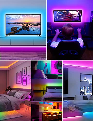 Daymeet Led Lights for TV, 5M Smart LED TV Backlights for 55-85 inch USB TV Monitor Behind Lighting Color Changing RGB TV Led Light Strip with Remote Music Sync Bluetooth APP Control for Bedroom