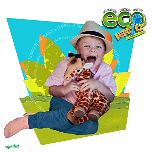 EcoBuddiez - Giraffe from Deluxebase. Large 35cm Soft Plush Animals made from Recycled Plastic Bottles. Eco-Friendly Cuddly Gift for Kids and Cute Stuffed Animal Toy for Toddlers.