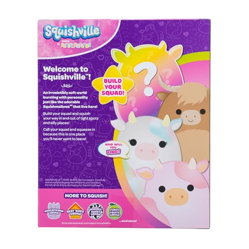 Squishville by Original Squishmallows Cow Squad Plush - Four 2-Inch Squishmallows Plush Including Reshma, Candess, Calton, and 1 Surprise - Toys for Kids