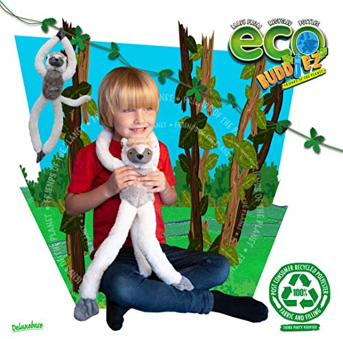 EcoBuddiez Tree Huggers - Squirrel Monkey from Deluxebase. 72cm Hanging Soft Toy made from Recycled Plastic Bottles. Eco-friendly soft and cuddly plush toy and perfect cuddly gift for kids.