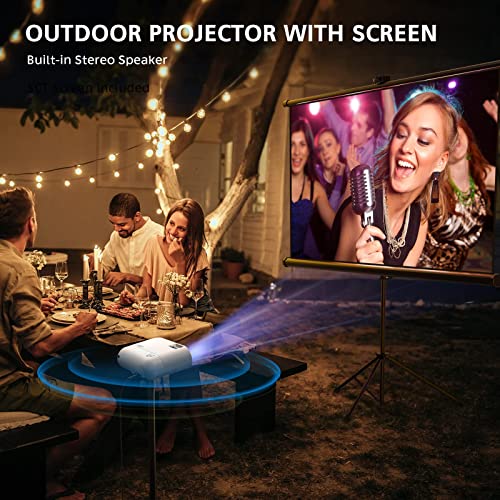 Mini Projector,YABER Wifi Phone Projector 8000 Lumens 1080P Full HD supported,Home Theater movie Projector Compatible with TV Stick, IOS/ Android Smartphone/Tablet/Laptop/PS4/DVD player