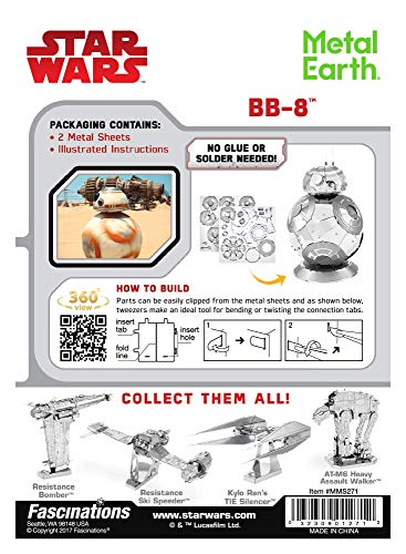 Metal Earth Fascinations Star Wars BB-8 3D Metal Model Kit Bundle with Tweezers