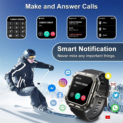 Blackview Smart Watch for Men (Bluetooth Call/Voice Assistant), 1.83" Fitness Watch with Heart Rate/SpO2/Blood Pressure/Sleep Monitor, 123 Sport Mode,IP68 Waterproof Activity Tracker for iOS Android