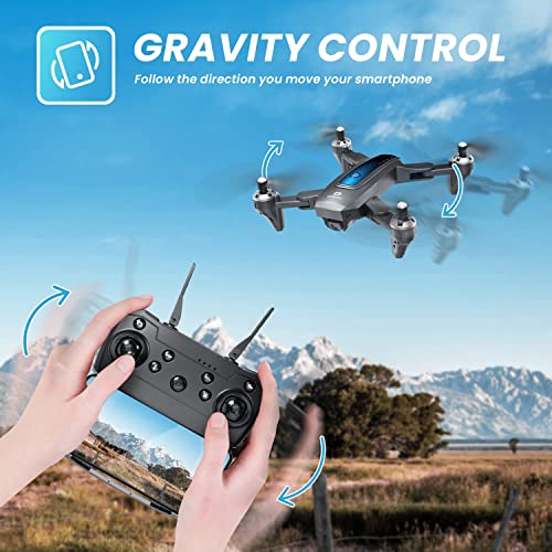 DEERC D10 Foldable Drone with Camera for Adults 2K HD FPV Live Video, Tap Fly, Gesture Control, Selfie, Altitude Hold, Headless Mode, RC Quadcopter for Beginners with 2 Batteries and Carrying Case