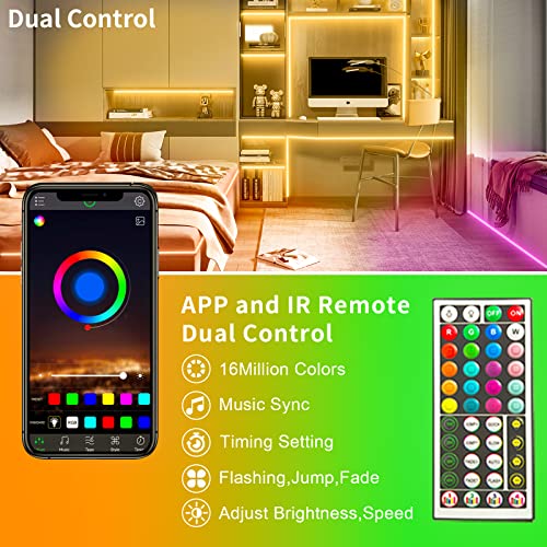 KSIPZE 30m Led Strip Lights RGB Music Sync Color Changing, Led Lights with Smart App Control Remote, Led Lights for Bedroom Lighting Flexible Home Decoration