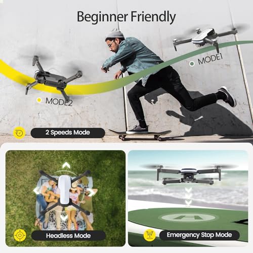 Holy Stone HS280 Foldable Drone with 1080P Camera for Adults and Kids, RC Quadcopter with Gravity Mode, Tap Fly, Voice and Gesture Control, Selfie, Altitude Hold, Headless Mode, 2 Modular Batteries