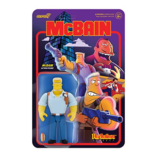 SUPER7 - Super 7 McBain The Simpsons Reaction Action Figure 3.75in, Multicolor (RE-SIMPW01-MCP-)