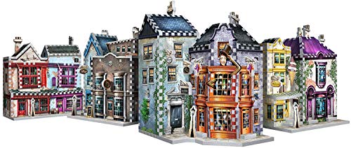 Wrebbit 3D - Harry Potter Diagon Alley Collection 3D Jigsaw Puzzles - Ollivander’s Wand Shop, Quality Quidditch Supplies, Madam Malkin’s and Weasleys’ Wizard Wheezes -Bundle of 4- Total of 1175 Pieces